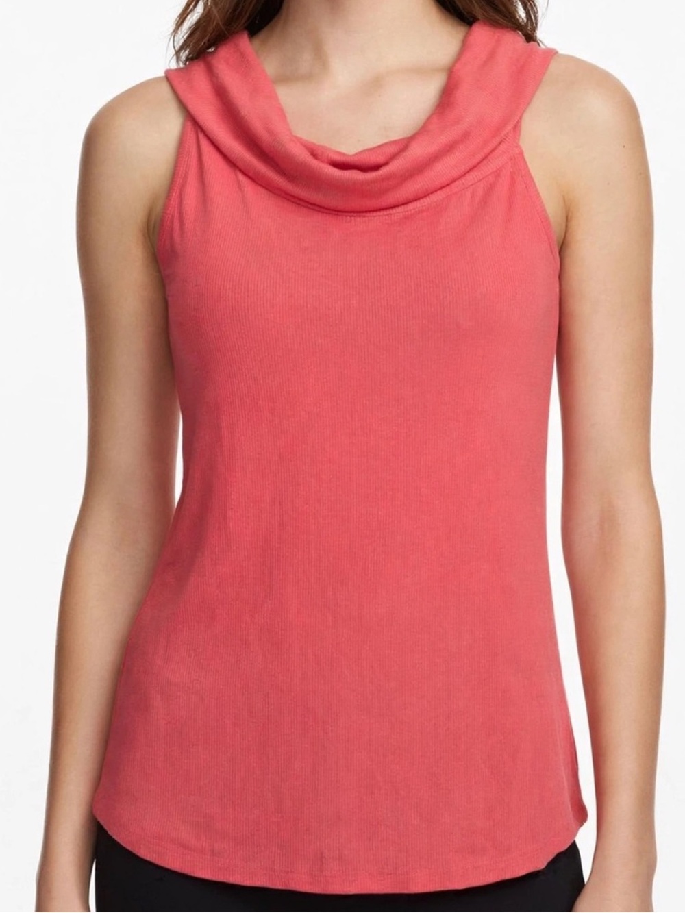 NWT BCBGMAXAZRIA Rose Ribbed Cowl Neck Cold Shoulder Tank Top Size M